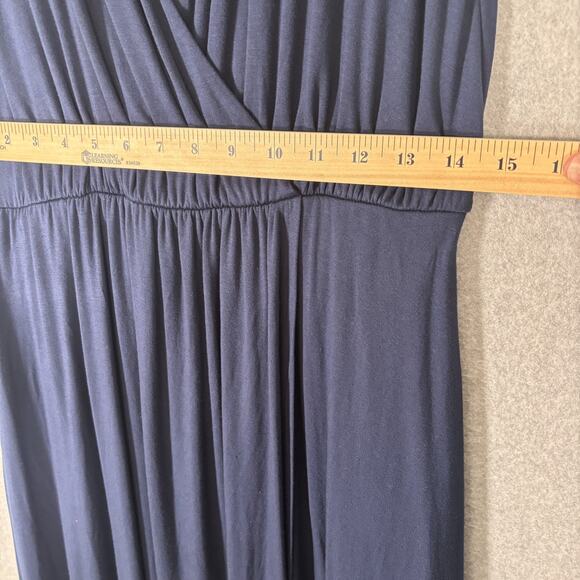 Soma Wrap Maxi Dress Medium Navy Soft Jersey Pockets Flowy Hi Lo Resort Cruise** - Picture 11 of 14